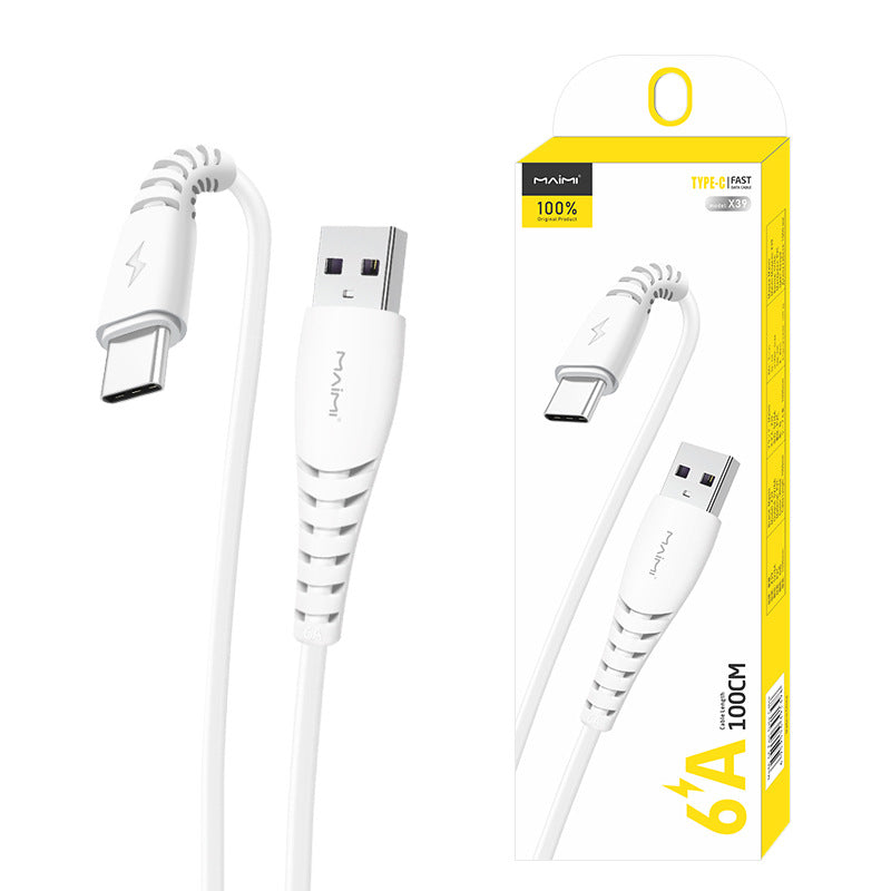 麦靡X39适用iPhone安卓Type-C快充6A加长2米充电线闪充数据线
