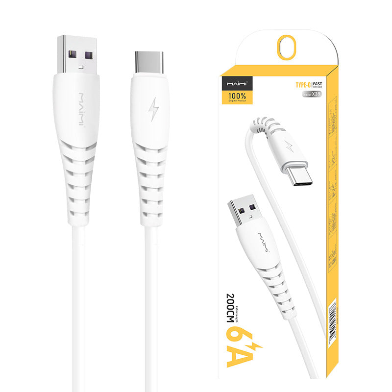 麦靡X39适用iPhone安卓Type-C快充6A加长2米充电线闪充数据线