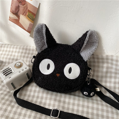 Lamb wool small bag for women 2021 autumn and winter new trendy student plush shoulder bag cartoon cute girl crossbody bag