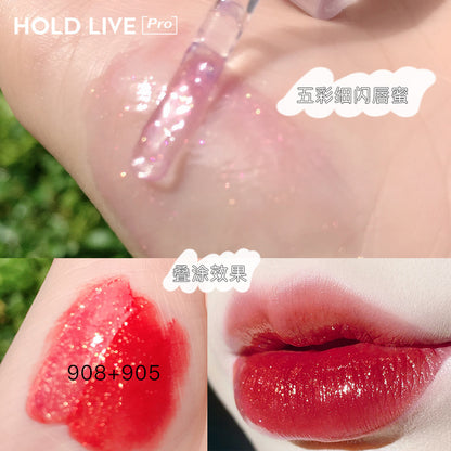 HOLD LIVE Dreamy Mist Candy Paper Lip Glaze Velvet Matte Lipstick Gold Flash Transparent Jelly Lip Gloss 