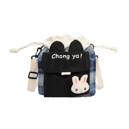 Cute little bag for women 2020 new trendy ins cartoon bucket bag literary student canvas bag single shoulder crossbody bag 
