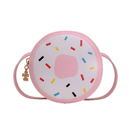 Girls' cute cross-body bag, little princess girl's personalized stylish donut bag, baby trendy children's internet celebrity bag 