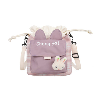 Cute little bag for women 2020 new trendy ins cartoon bucket bag literary student canvas bag single shoulder crossbody bag 