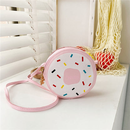 Girls' cute cross-body bag, little princess girl's personalized stylish donut bag, baby trendy children's internet celebrity bag 