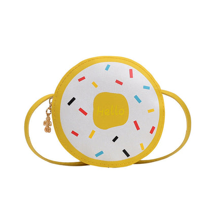 Girls' cute cross-body bag, little princess girl's personalized stylish donut bag, baby trendy children's internet celebrity bag 