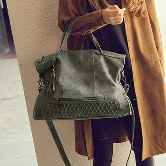 2023 New Women's Bag Postman Bag New Rivet Women's Bag European and American Matte Shoulder Bag Ladies' Handheld Crossbody Bag 