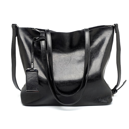 Out of stock women's bag 2023 new European and American fashion tote bag retro oil leather large capacity women's shoulder handbag 