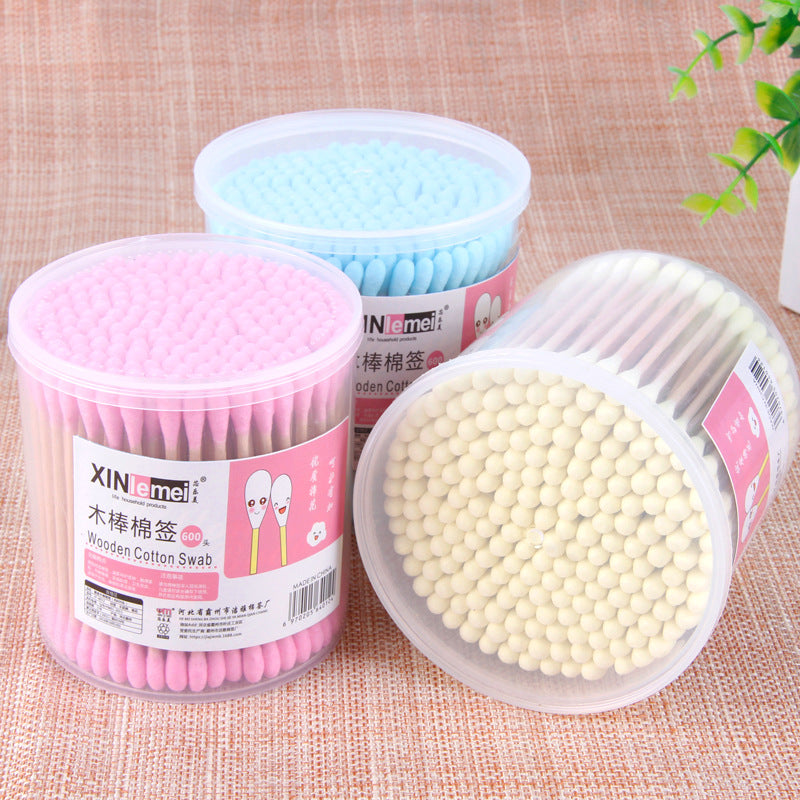 [Xinlemei] Manufacturer of disposable bamboo wooden swab cotton swabs for beauty makeup colored cotton color cleansing makeup cotton swabs 200 pieces/box