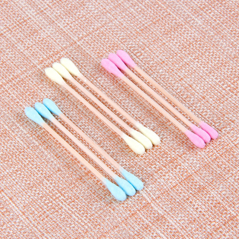 [Xinlemei] Manufacturer of disposable bamboo wooden swab cotton swabs for beauty makeup colored cotton color cleansing makeup cotton swabs 200 pieces/box