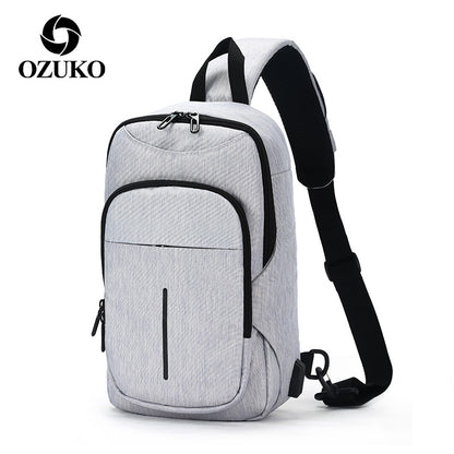 Ozuko new men's cross-body chest bag casual sports shoulder bag business trendy shoulder crossbody bag for men 