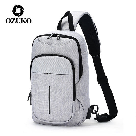 Ozuko new men's cross-body chest bag casual sports shoulder bag business trendy shoulder crossbody bag for men 