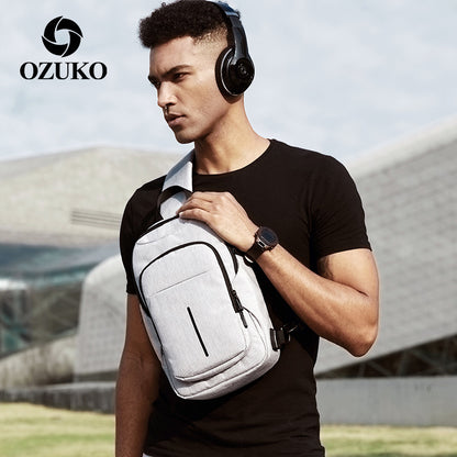 Ozuko new men's cross-body chest bag casual sports shoulder bag business trendy shoulder crossbody bag for men 