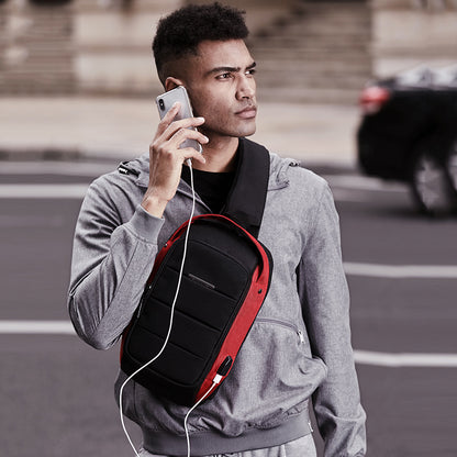 ozuko Korean version crossbody chest bag casual waterproof men's shoulder bag sports trendy brand usb charging crossbody bag student 