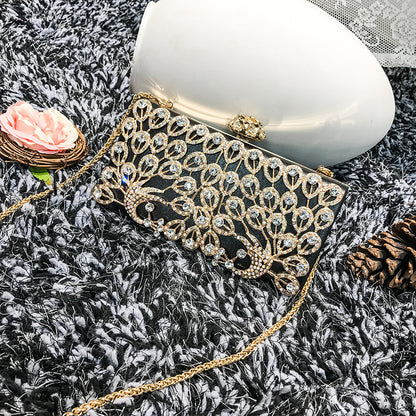 Diamond clutch bag for women 2023 new style elegant lady fashion inlaid diamond bird dinner chain small square bag crossbody bag 