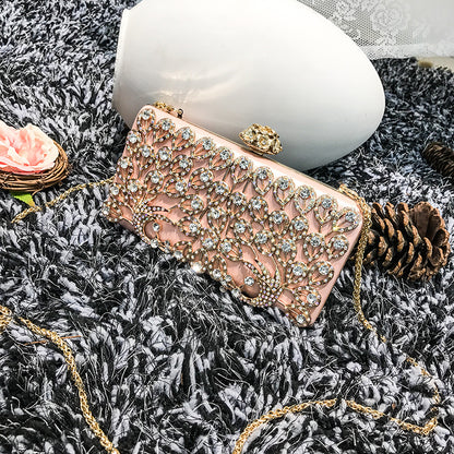 Diamond clutch bag for women 2023 new style elegant lady fashion inlaid diamond bird dinner chain small square bag crossbody bag 