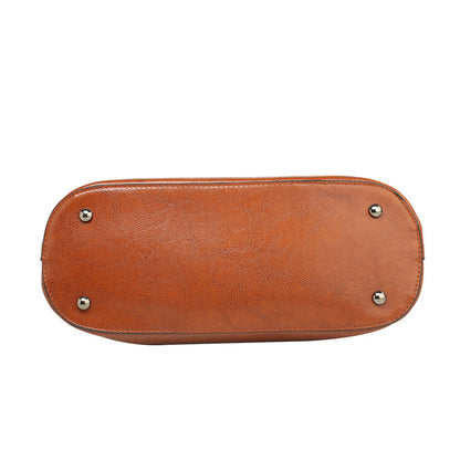 Cross-border new women's bag 2023 oil leather tote bag European and American fashion women's large bag single shoulder crossbody women's bag 