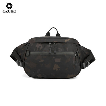 ozuko new waist bag multi-functional large-capacity waist bag men's sports waterproof Oxford cloth single shoulder crossbody bag for men 