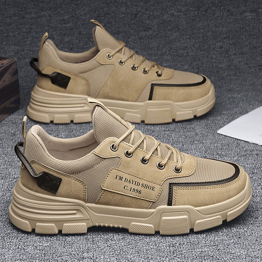 2023 men's shoes outdoor non-slip light work wear-resistant black sneakers trend sports casual breathable labor insurance tide shoes 