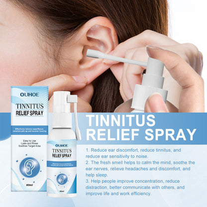 OUHOE tinnitus relief spray, behind-the-ear ear plugs to relieve ear discomfort, earwax cleaning and ear health care spray 