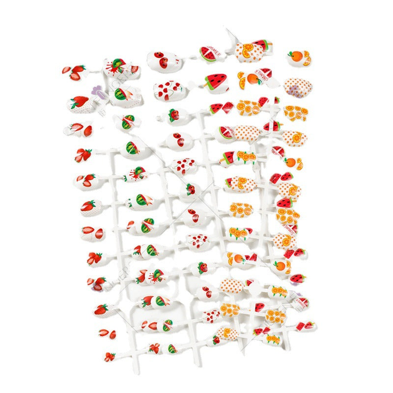 Fingernail Manicure Summer Fruit Series Children's Fake Nails 24 Pieces Strip Cartoon Full Sticker Removable Nail Art Pieces