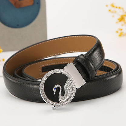 Women's leather belt automatic buckle time to run Korean version sweet all-match belt female 2.4cm wide spot wholesale 