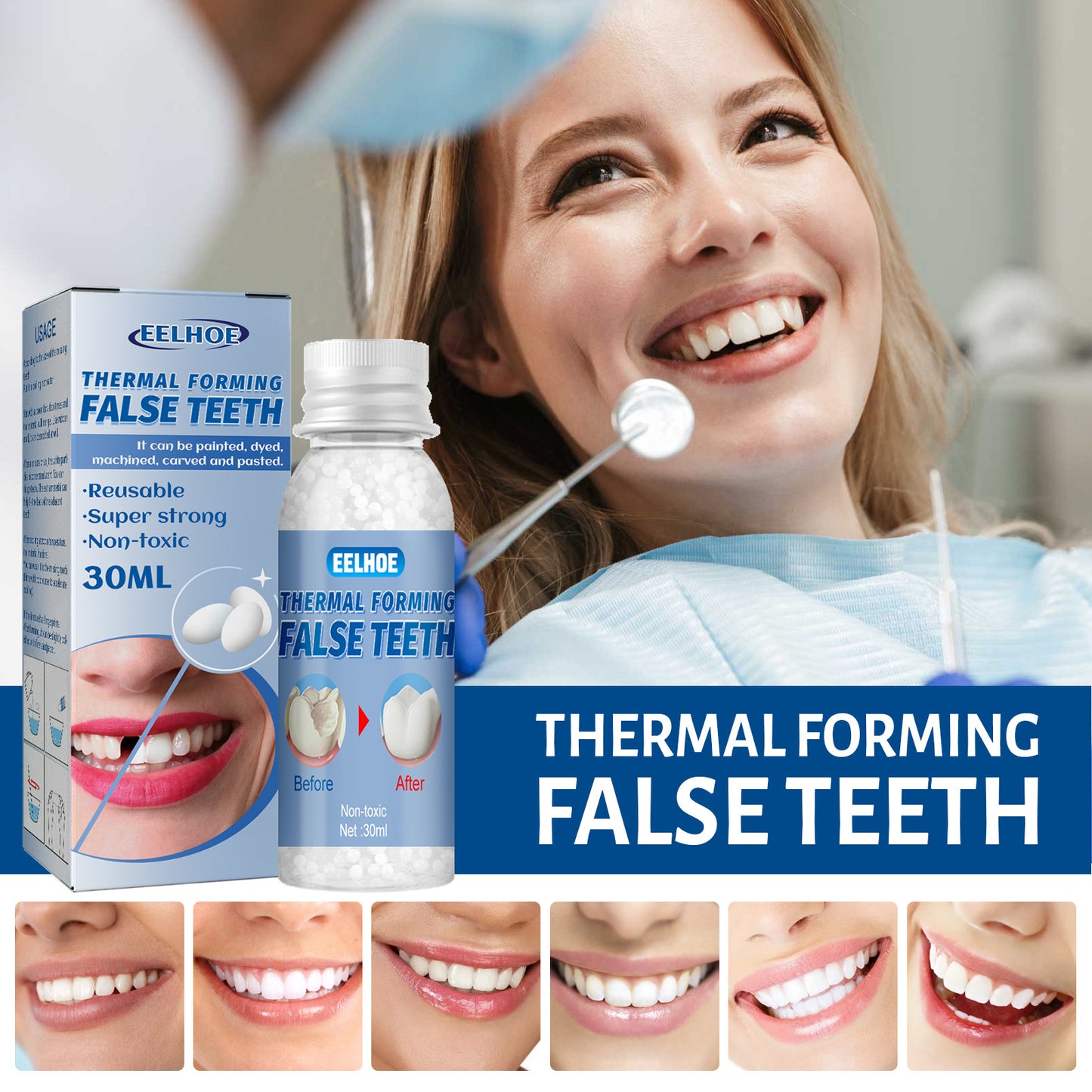 EELHOE shapeable gutta-percha film and television makeup denture modification temporary fillings teeth gum holes and gaps 