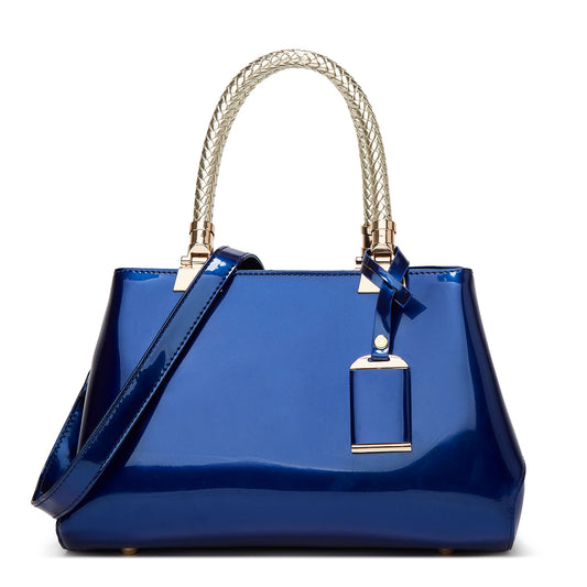 Patent leather women's bag 2023 spring and summer new glossy handbag European and American large-capacity cross-body women's fashion bride wedding bag 