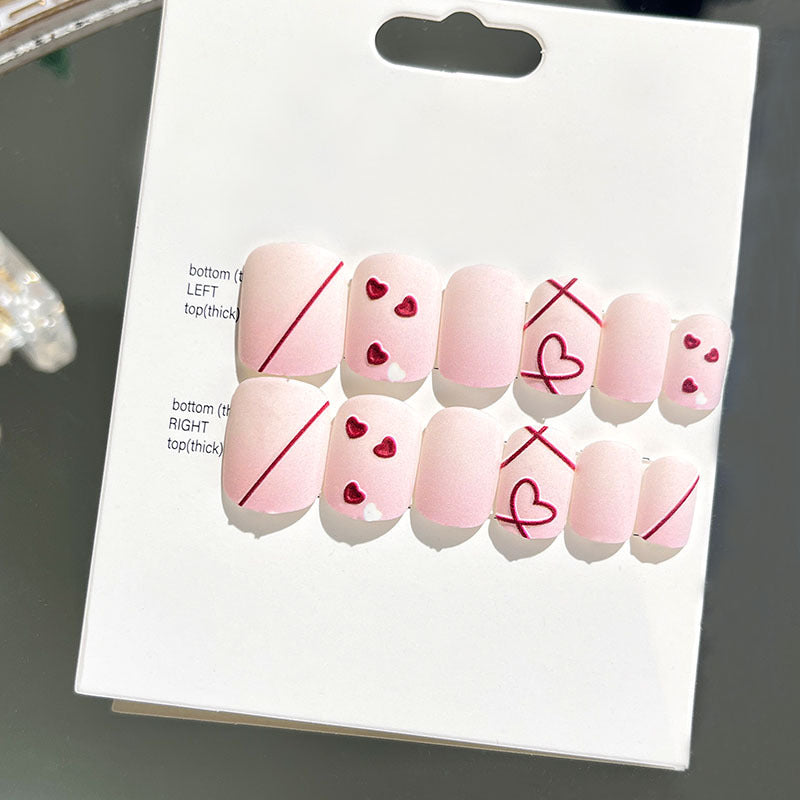 Wearable manicure finished nail patches for adults short bridal style embossed nude color 2023 new nail patches 