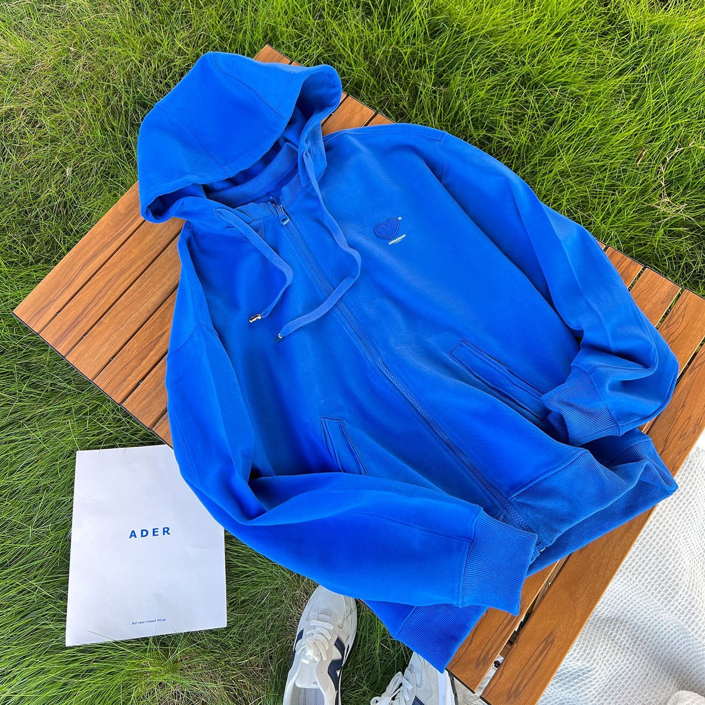 ader23年春秋新款 爱心连帽拉链卫衣  ins宽松 韩版男女情侣外套