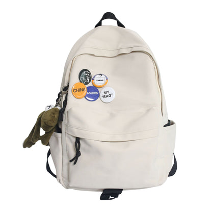2023 new Korean version Harajuku ulzzang middle school student schoolbag simple large capacity Japanese solid color campus backpack