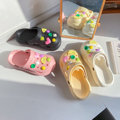 厚底洞洞鞋女款夏季外穿软底防滑网红新款沙滩包头半凉拖鞋女批发