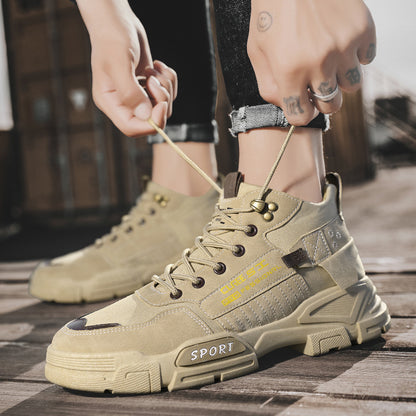 Autumn labor insurance men's shoes working on the construction site anti-dirty anti-slip work tide shoes thick-soled heightened outdoor tooling Martin boots men 