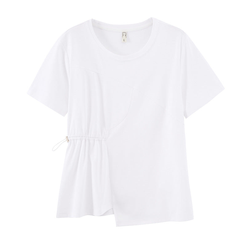 Korean version of large size women's clothing fat sister 2023 summer new slimming sweet and spicy style T-shirt tops wholesale 18031 