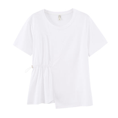 Korean version of large size women's clothing fat sister 2023 summer new slimming sweet and spicy style T-shirt tops wholesale 18031 