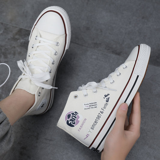 2023 new couple canvas shoes all-match students hand-painted fenda joint couple models high-top breathable canvas shoes 