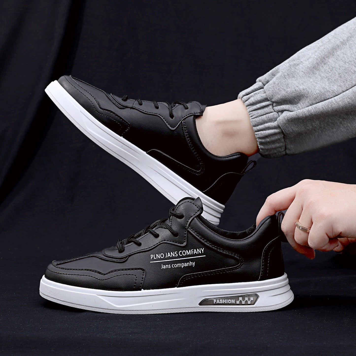 Men's sneakers 2023 summer new official authentic trend casual sneakers men's black leather shoes all-match trendy shoes 