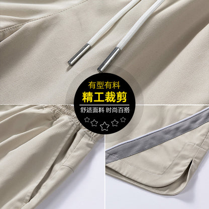 Summer new men's Korean version of ice silk quick-drying elastic sports casual five-point pants trendy couple net red same style shorts 