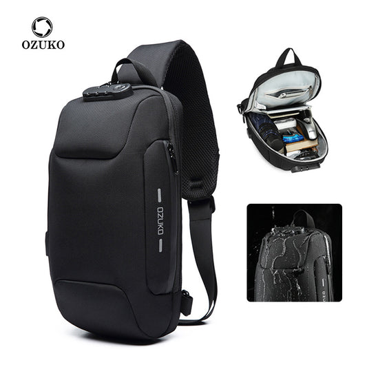 ozuko new men's chest bag trendy sports crossbody bag men's outdoor tactical waterproof men's bag shoulder bag 