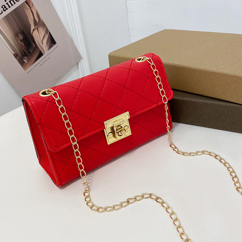 绣花小方包2021ladies bags韩版女士单肩包跨境包包女菱格链条包