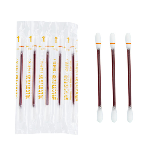 Bulk disposable household iodophor cotton swabs for newborn navel disinfection portable sterilized iodophor cotton swabs