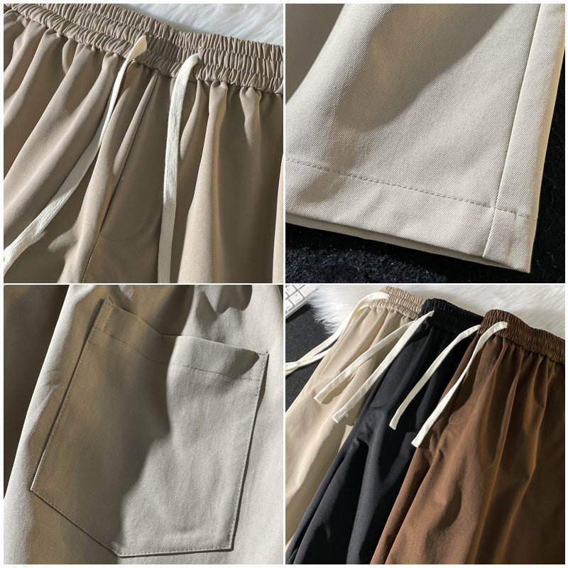 Summer new men's Korean version loose thin section breathable elastic solid color sports leisure five-point pants trendy couple shorts 