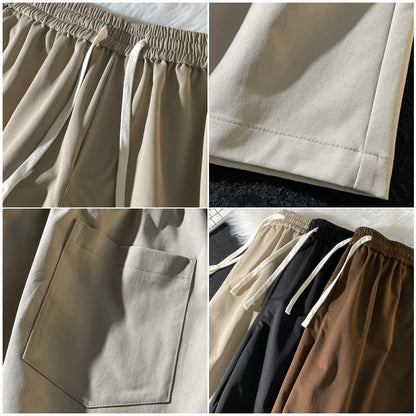 Summer new men's Korean version loose thin section breathable elastic solid color sports leisure five-point pants trendy couple shorts 