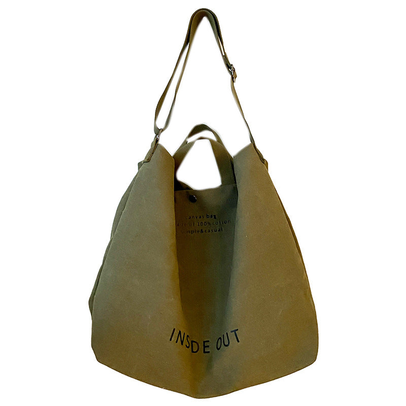 Canvas large bag for women 2023 new Korean version Ruiying retro lazy style casual crossbody bag large capacity bag bag 