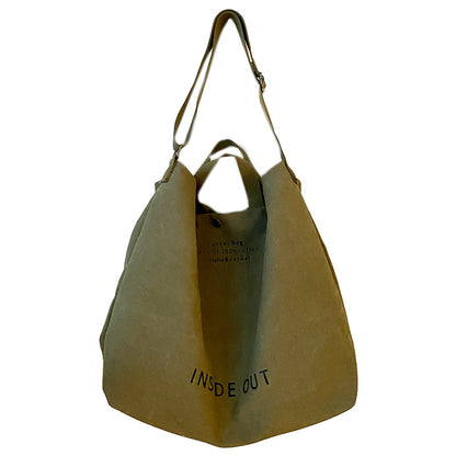 Canvas large bag for women 2023 new Korean version Ruiying retro lazy style casual crossbody bag large capacity bag bag 