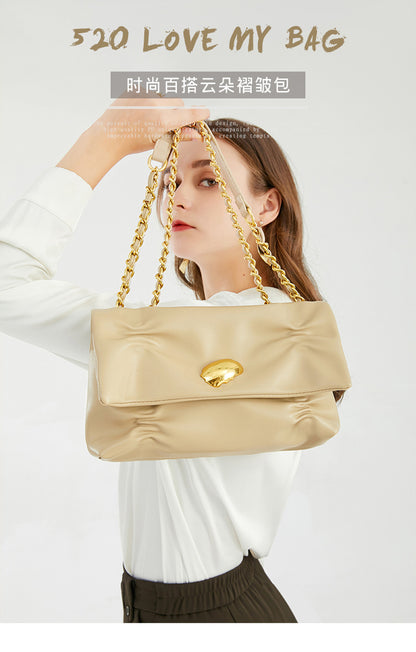 Underarm bag 2023 new pleated chain high-end women's bag niche bag design simple shoulder crossbody bag wholesale 