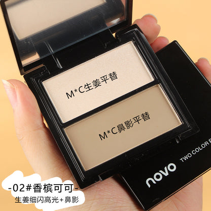 မိတ်ကပ် NOVO သုံးဖက်မြင် ပုံသဏ္ဍာန် နှစ်ရောင်စပ် ခြယ်မှုန်းသည့် ပျဉ်ချပ် များ အားလုံးကို တစ်ပုံတည်း တောက်ပစေမည့် မျက်နှာကို တောက်ပစေမည့် နှာခေါင်းအရိပ် အရိပ်မှုန့် 
