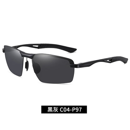 New Men's Sunglasses Aluminum Magnesium Legs Half Frame Polarized Sunglasses Fishing Glasses 3391 Driver Driving Sunglasses 
