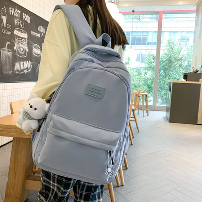 Solid color backpack for women 2023 new style middle school girl girl large capacity high school bag college girl simple backpack 