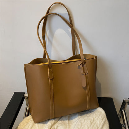 Autumn and winter large bags for women 2021 new Korean style trendy simple large-capacity soft leather tote bag casual versatile shoulder bag 