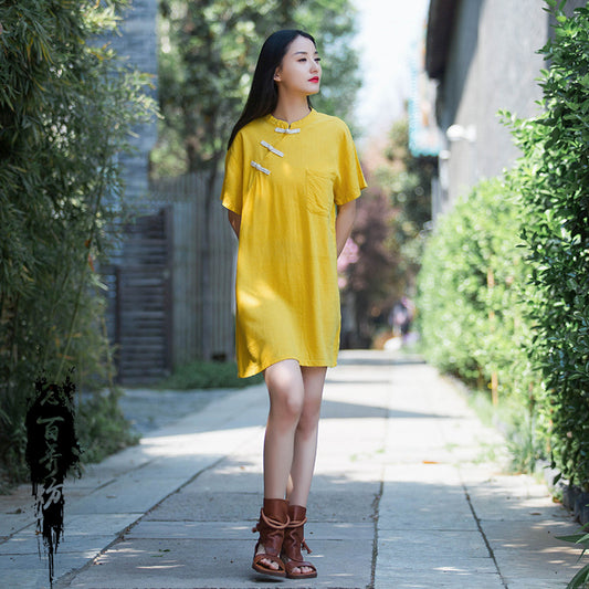2023 improved version of cheongsam young style large size fat mm Republic of China retro Chinese style girls daily buckle dress 